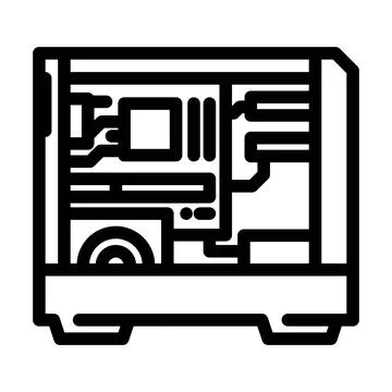Personal computer industry 3 line icon vector illustration イラスト素材