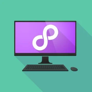 Personal computer with an infinite sign Illustrazione stock