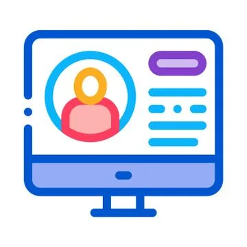 Personal computer information about person icon vector outline illustration Stock Illustration