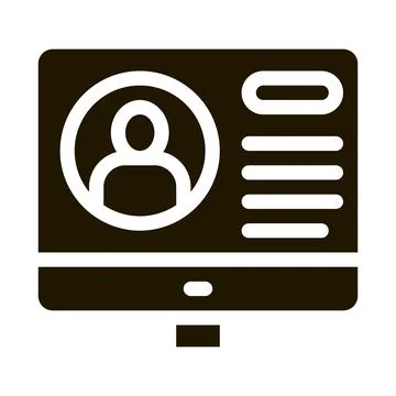 Personal computer information about person icon Vector Glyph Illustration Illustrazione stock