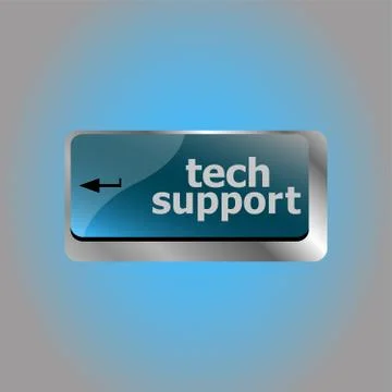 Personal computer keyboard with key tech support Stock Illustration