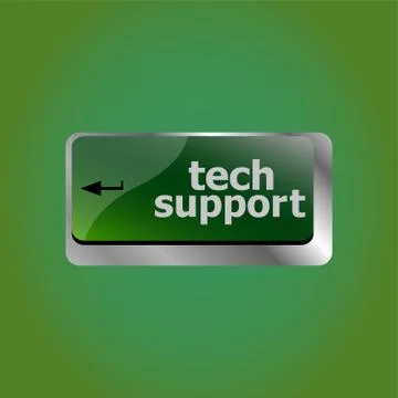 Personal computer keyboard with key tech support Stock Illustration