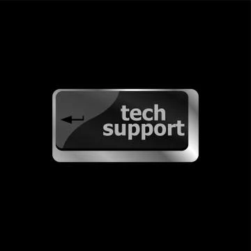 Personal computer keyboard with key tech support Illustrazione stock