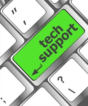 Personal computer keyboard with key tech support Stock Illustration