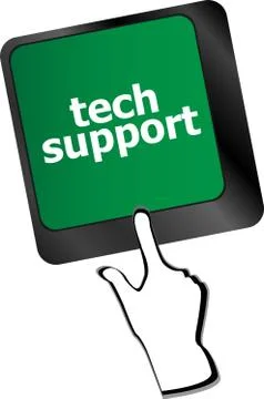 Personal computer keyboard with key tech support Illustrazione stock