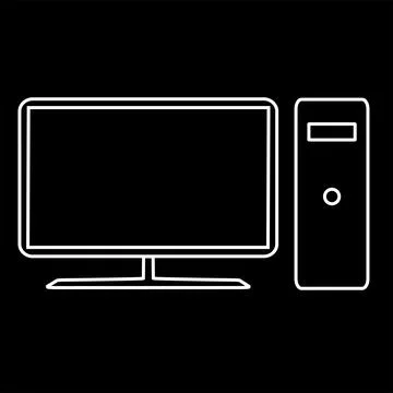 Personal Computer line art on Black Background Icon Stock-Illustration