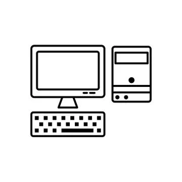 Personal computer, line icon. Design vector illustration Ilustração Stock