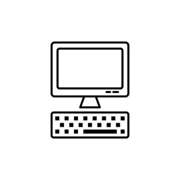 Personal computer, line icon. Design vector illustration Ilustração Stock