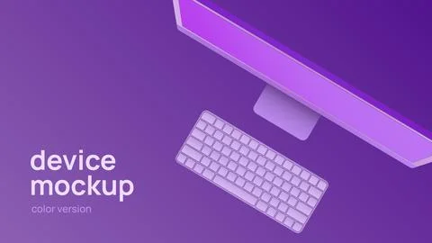 Personal Computer Mockup. Top View. Stock Illustration