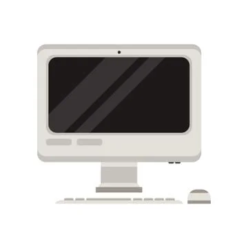 Personal computer with mouse and keyboard vector Illustration on a white Illustrazione stock
