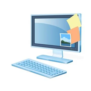 Personal computer or system unit  icon with monitor and keyboard Stock Illustration