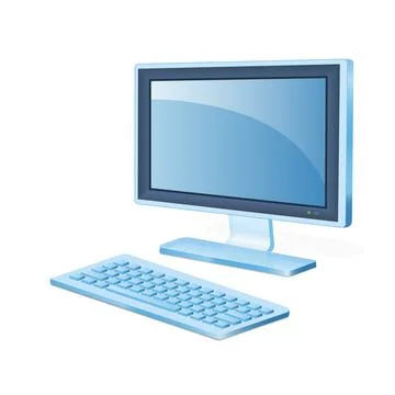 Personal computer or system unit  icon with monitor and keyboard Stock Illustration