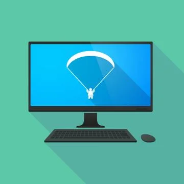 Personal computer with a paraglider Illustrazione stock