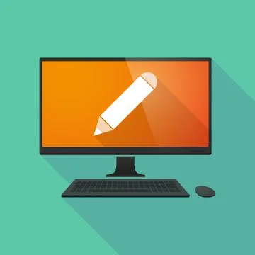 Personal computer with a pencil Illustrazione stock