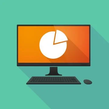 Personal computer with a pie chart 스톡 일러스트