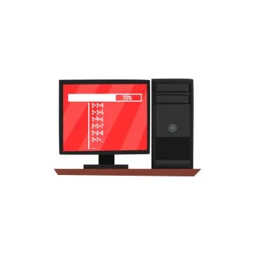 Personal computer, programming code, cryptocurrency technology concept vector Stock Illustration