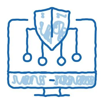 Personal Computer Protection doodle icon hand drawn illustration 스톡 일러스트