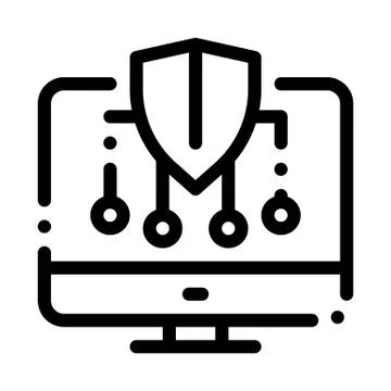 Personal Computer Protection Icon Vector Outline Illustration Illustrazione stock
