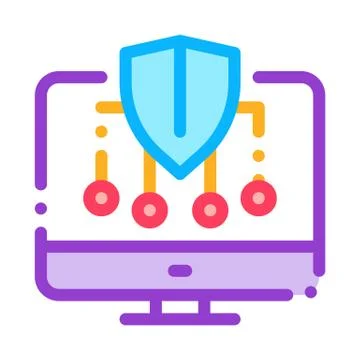 Personal Computer Protection Icon Vector Outline Illustration 스톡 일러스트