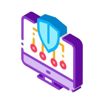 Personal Computer Protection isometric icon vector illustration Illustrazione stock