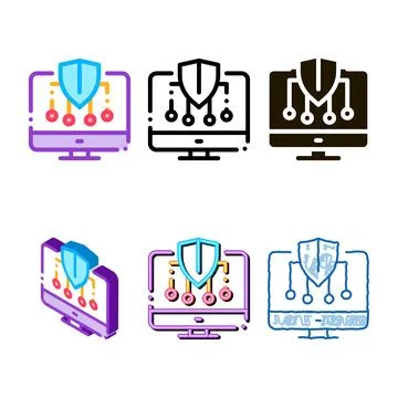 Personal computer protection simplified icon vector outline 库存插图