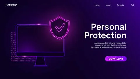 Personal Computer Protection Website Banner. Safety System, Data Protection イラスト素材