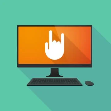 Personal computer with a rocking hand Illustrazione stock