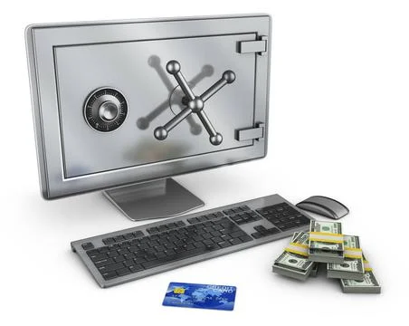Personal computer an safe A personal computer in which the screen is an sa... Stock Photos