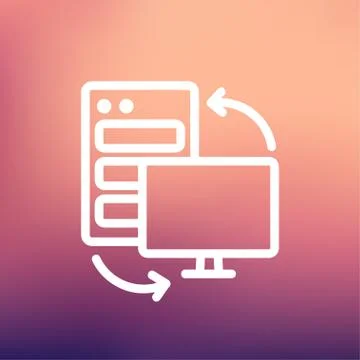 Personal computer set CPU Central processing unit thin line icon イラスト素材