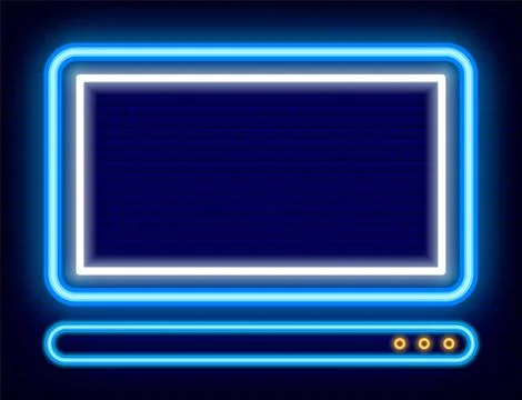 Personal Computer Shining PC Neon Icon of Device Stock Illustration