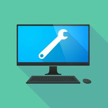 Personal computer with a spanner 스톡 일러스트