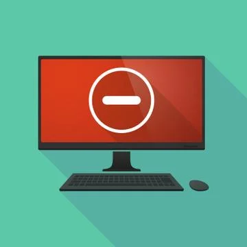 Personal computer with a subtraction sign Illustrazione stock