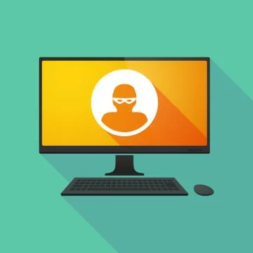 Personal computer with a thief Illustrazione stock