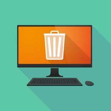 Personal computer with a trash can Stock Illustration