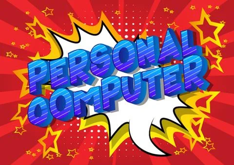 Personal Computer - Vector illustrated comic book style phrase on abstract ba 스톡 일러스트