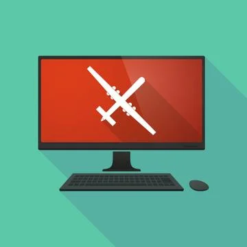 Personal computer with a war drone Stock Illustration