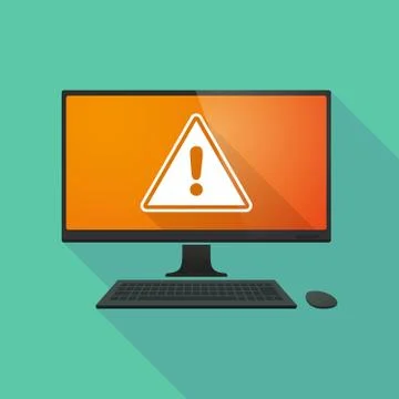 Personal computer with a warning signal Illustrazione stock