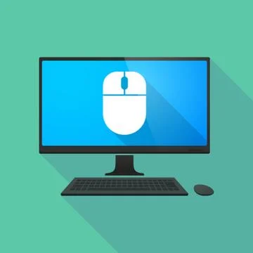 Personal computer with a wireless mouse Illustrazione stock