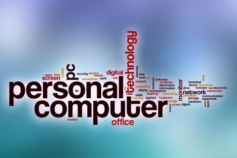 Personal computer word cloud with abstract background Illustrazione stock