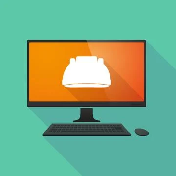 Personal computer with a work helmet Stock Illustration