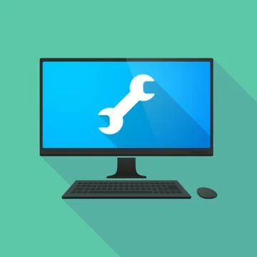 Personal computer with a wrench Stock Illustration