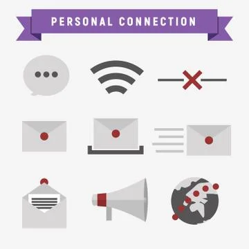 Personal Connection Icon Set Ilustração Stock
