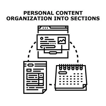Personal content organization planning information management system Stock Illustration