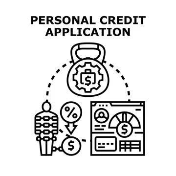 Personal credit application process with financial evaluation meter Stock Illustration