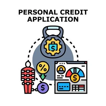 Personal credit application process with financial evaluation meter Ilustração Stock
