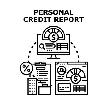 Personal credit report data processing information concept Stock Illustration