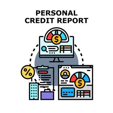 Personal credit report data processing information concept Stock Illustration