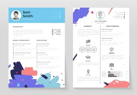 Personal CV- set of modern vector template illustrations Stock Illustration