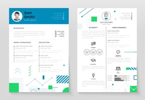 Personal CV- set of modern vector template illustrations Stock Illustration
