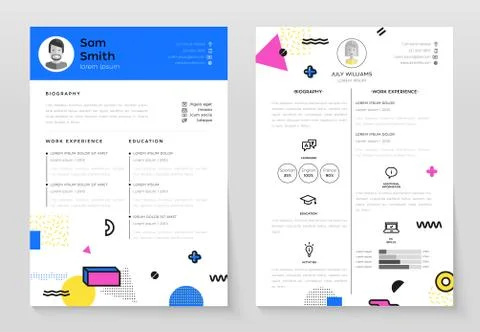 Personal CV- set of modern vector template illustrations Stock Illustration